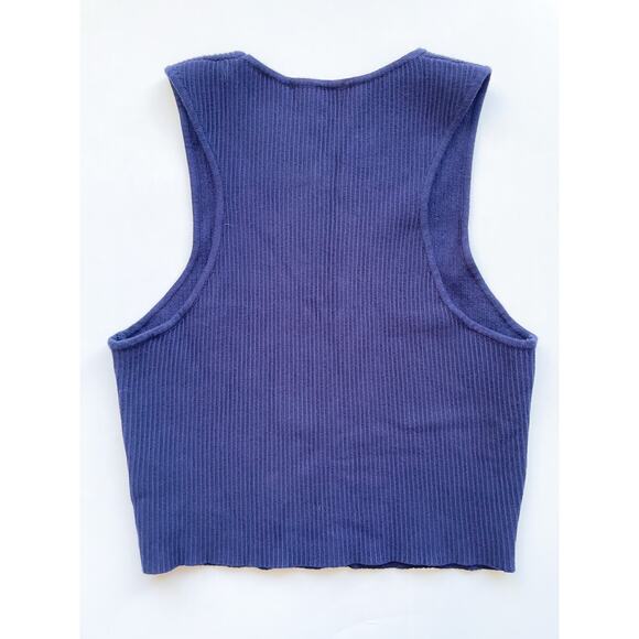 House of Harlow 1960 Navy Blue Ribbed Sweater Tank Size Large - Picture 3 of 4